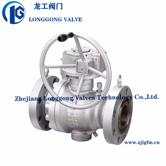 API 6D&API608 주강, Wcb, 탄소강, 스테인리스강 CF8, CF8m, A105/F304/F316 트러니언 마운트 및 기어 작동 장치가 있는 2PC 플랜지 파이프라인 볼 밸브