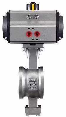 공압 작동식 스테인리스 스틸 웨이퍼 V 포트 볼 밸브 CF8 CF8m Wcb